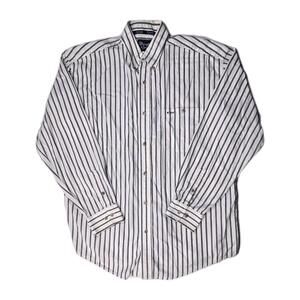 Vtg Wrangler Classic - Vertical Striped Western Long Sleeve Button Down - Mens L